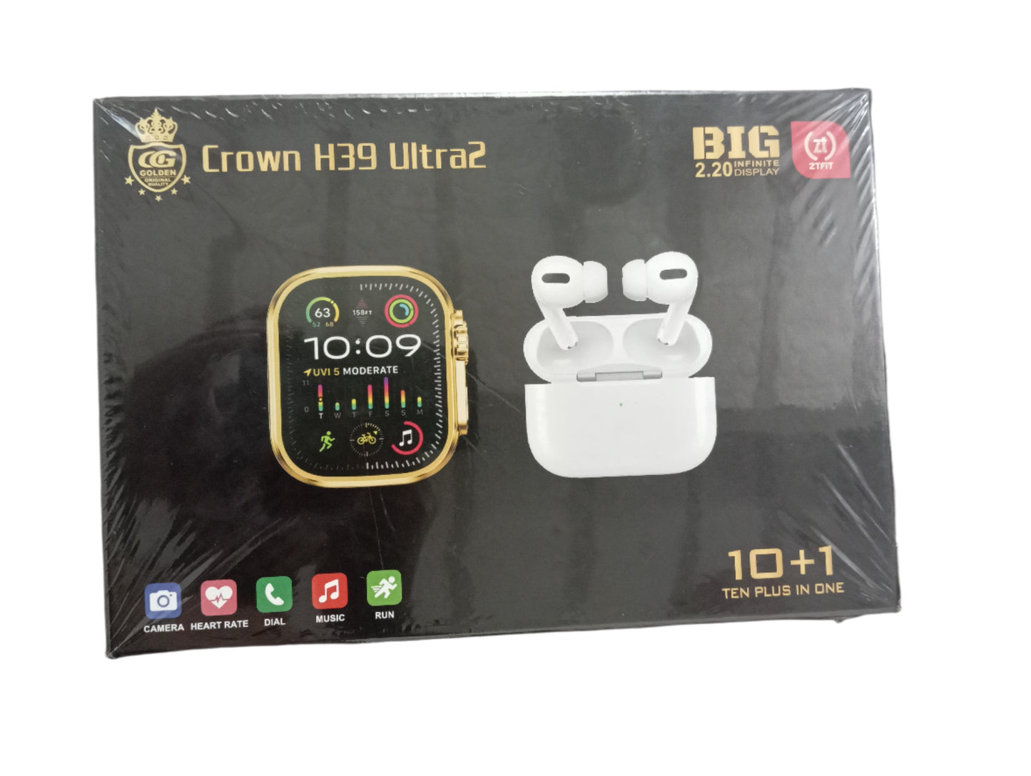 Crown H39 Ultra Smart Watch Gold Edition With 3 Gifts